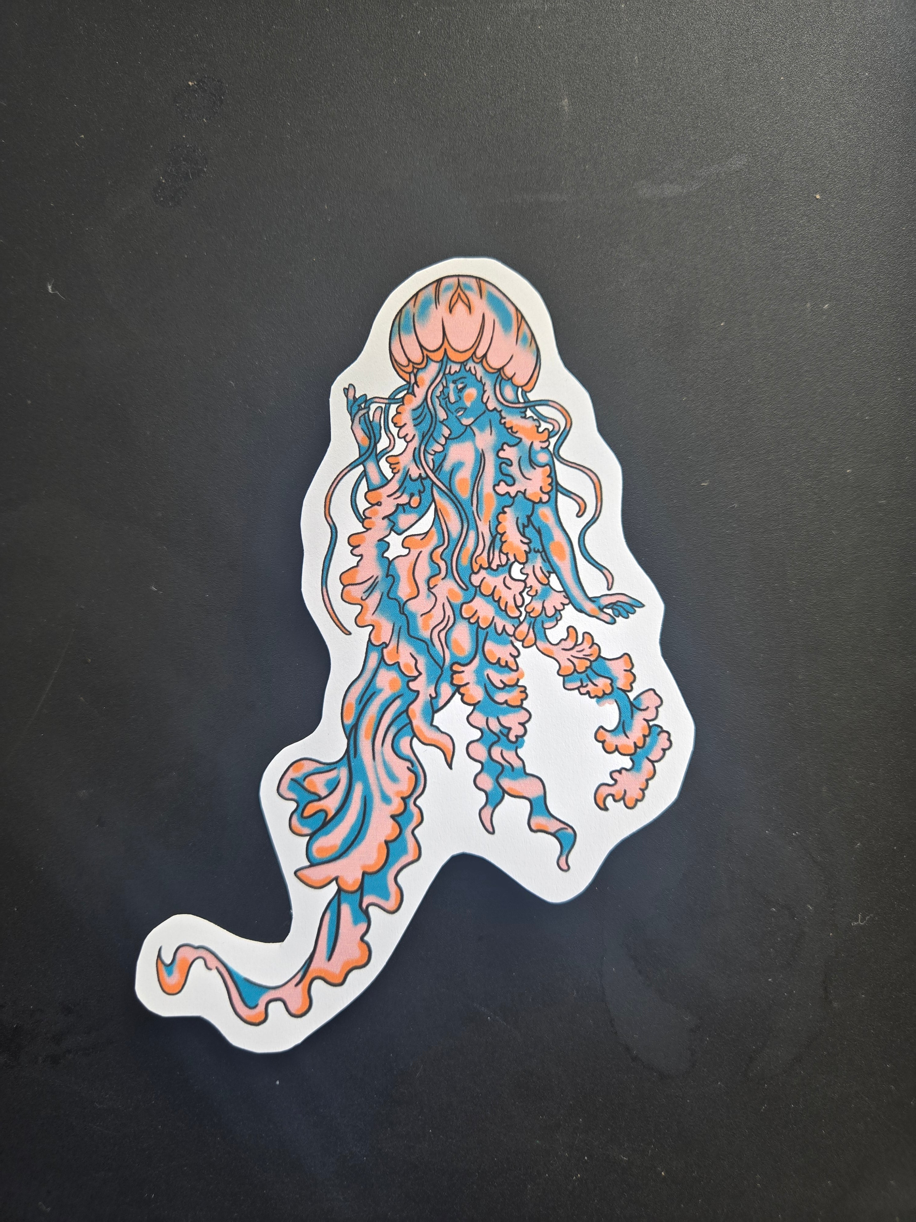 Sea nettle jellyfish mermaid sticker